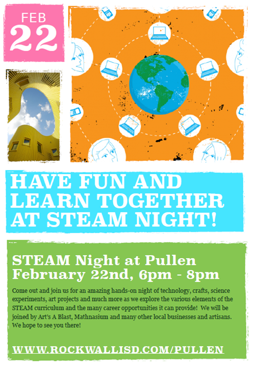 Flyer with information about STEAM Night 